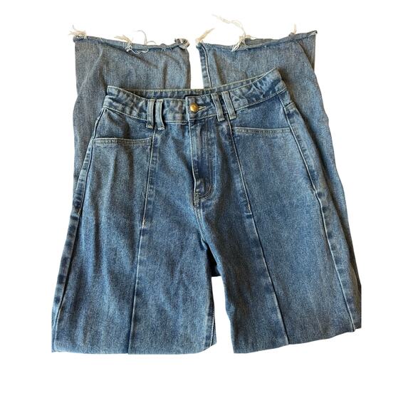 Pretty Little Thing Front Seam Wide‎ Leg Jeans Sz 4 - Picture 1 of 7